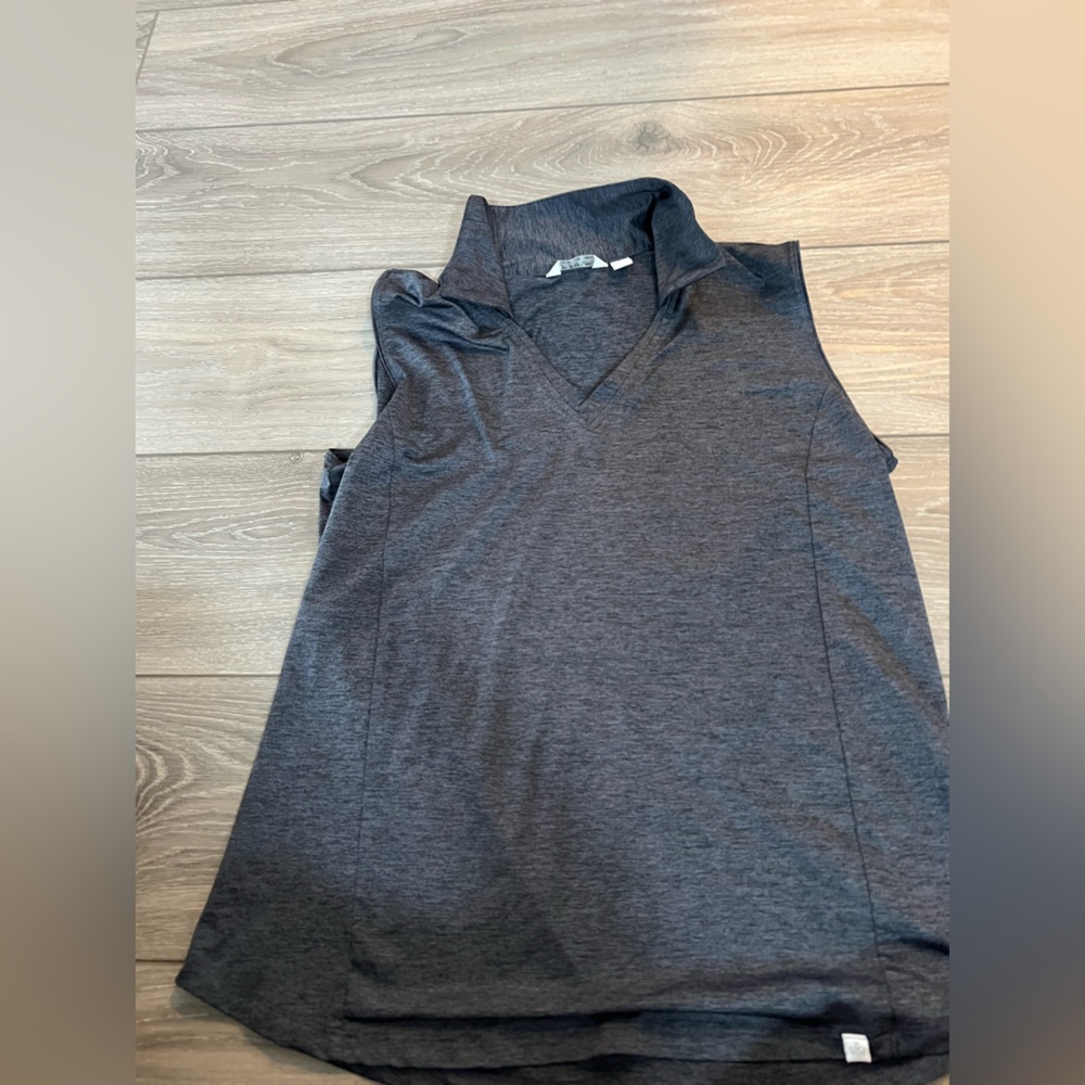 Lady Hagen Heathered Navy Short Sleeve Top